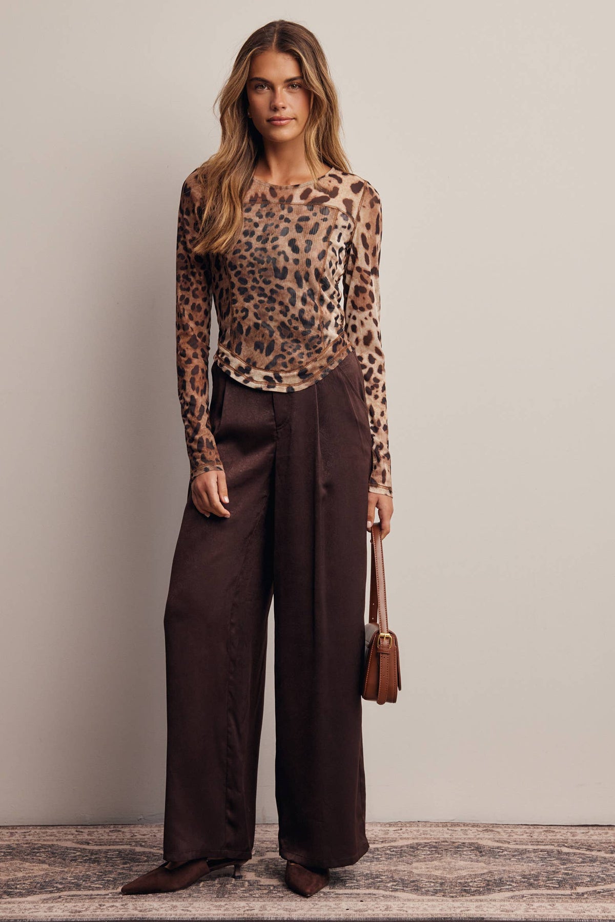 Leopard Print Double Layer Power Mesh Top FT0075