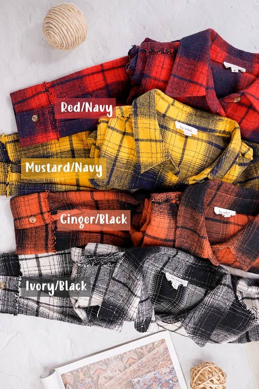 Mineral Washed Button-Down Soft Fabric Plaid Shirts