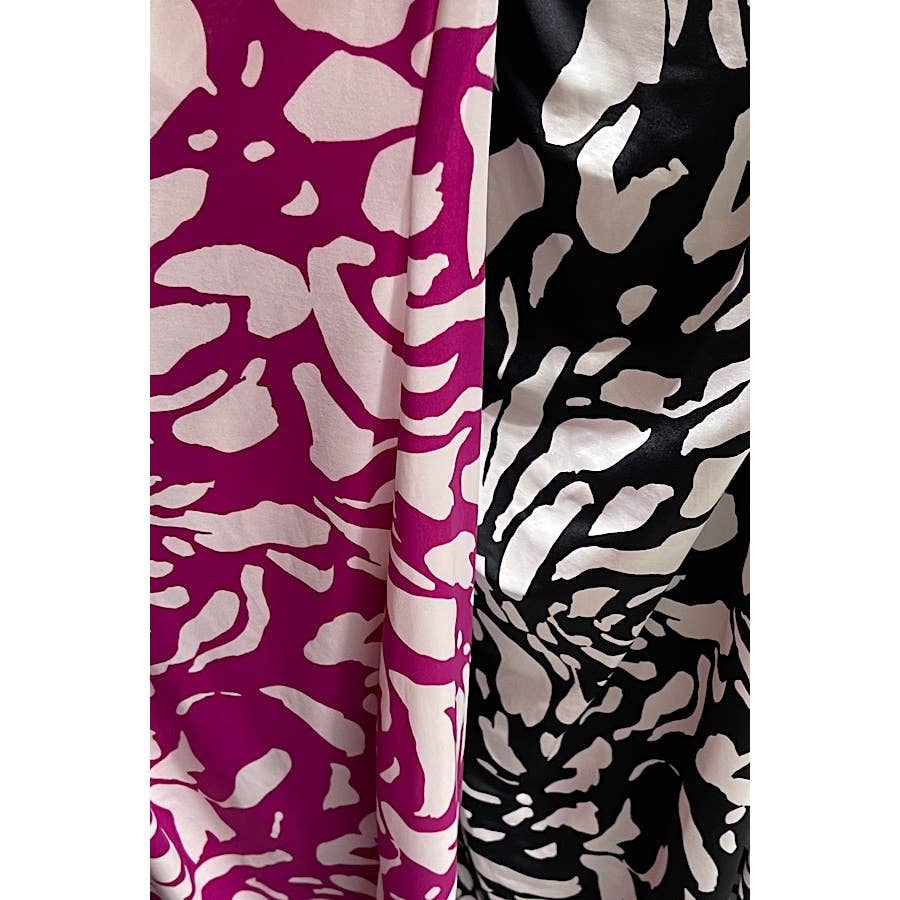 CURVY ABSTRACT PRINT CRISS CROSS BACK STRAP MIDI DRESS