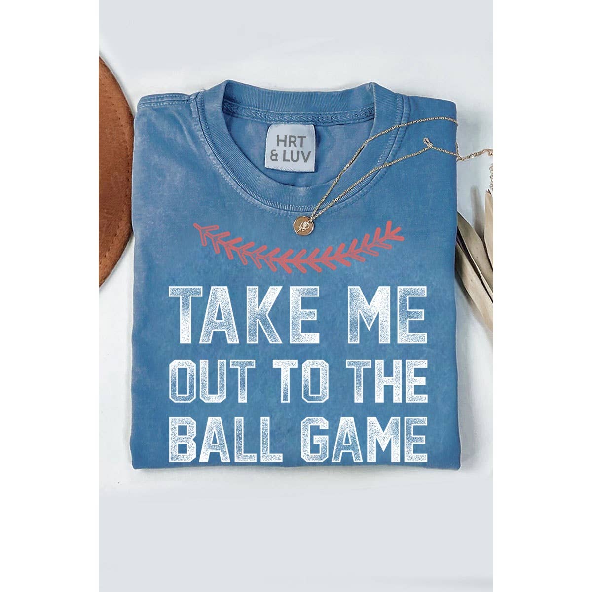TAKE ME OUT TO THE BALL GAME OVERSIZED MINERAL GRAPHIC TEE