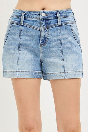 High Rise Slouchy Shorts Back Flap Pocket