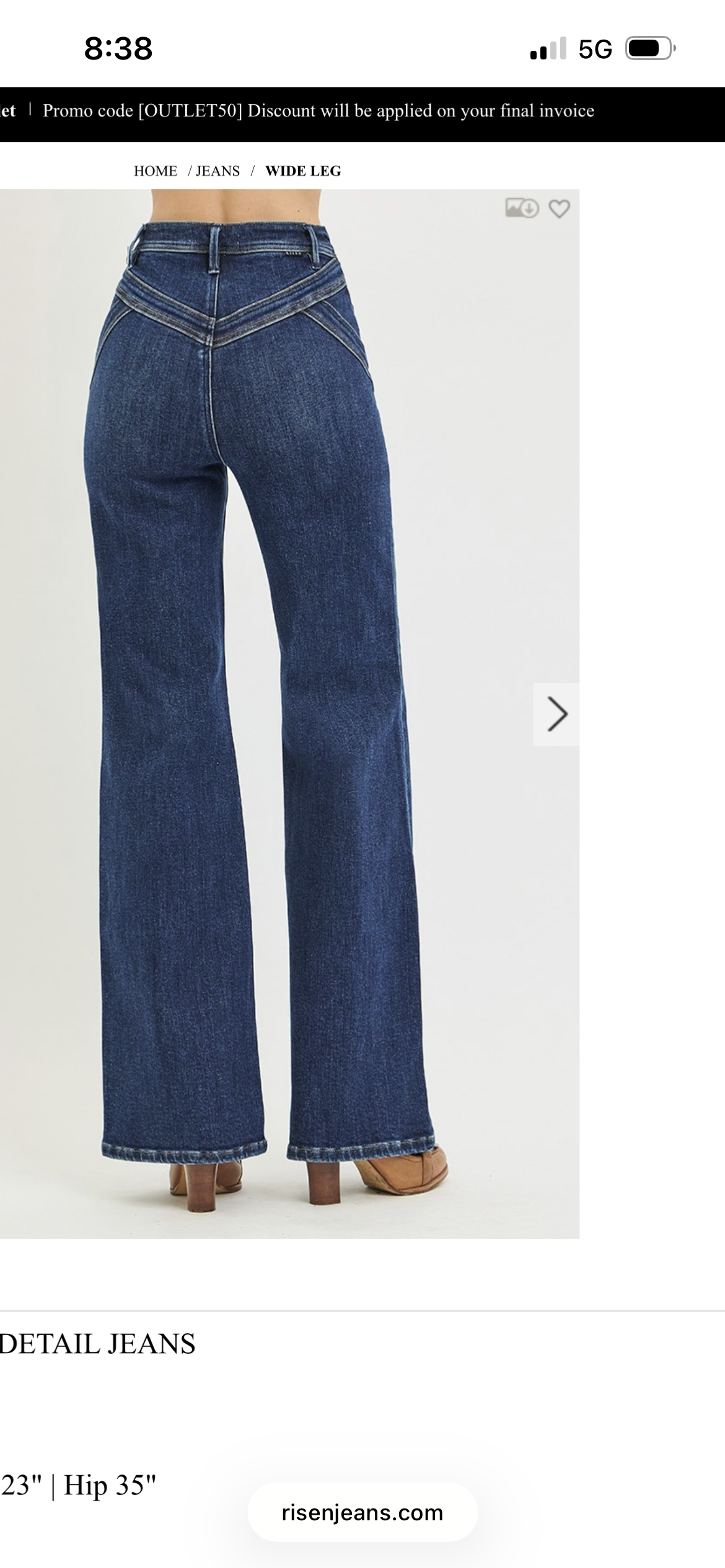 High Rise Wide Leg Yoke Detail Jeans PREORDER