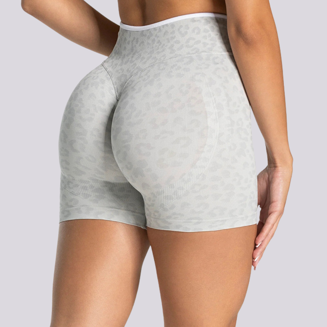 Women's Seamless Contrast Leopard Print Sports Yoga Shorts