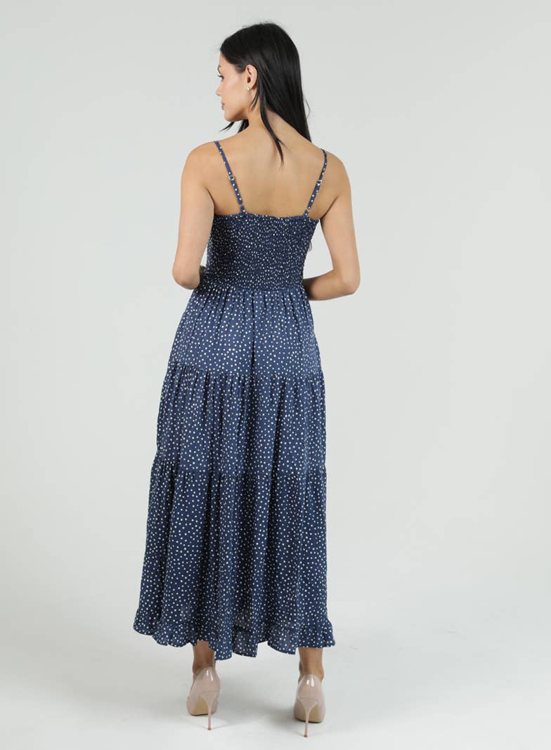 POLKA DOT SIDE SLIT MAXI DRESS