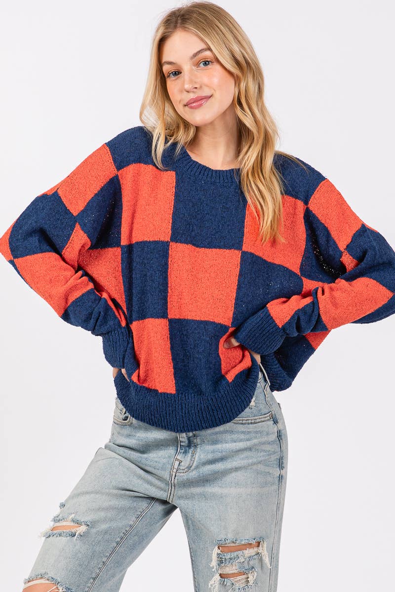 CHECKER SWEATER TOP