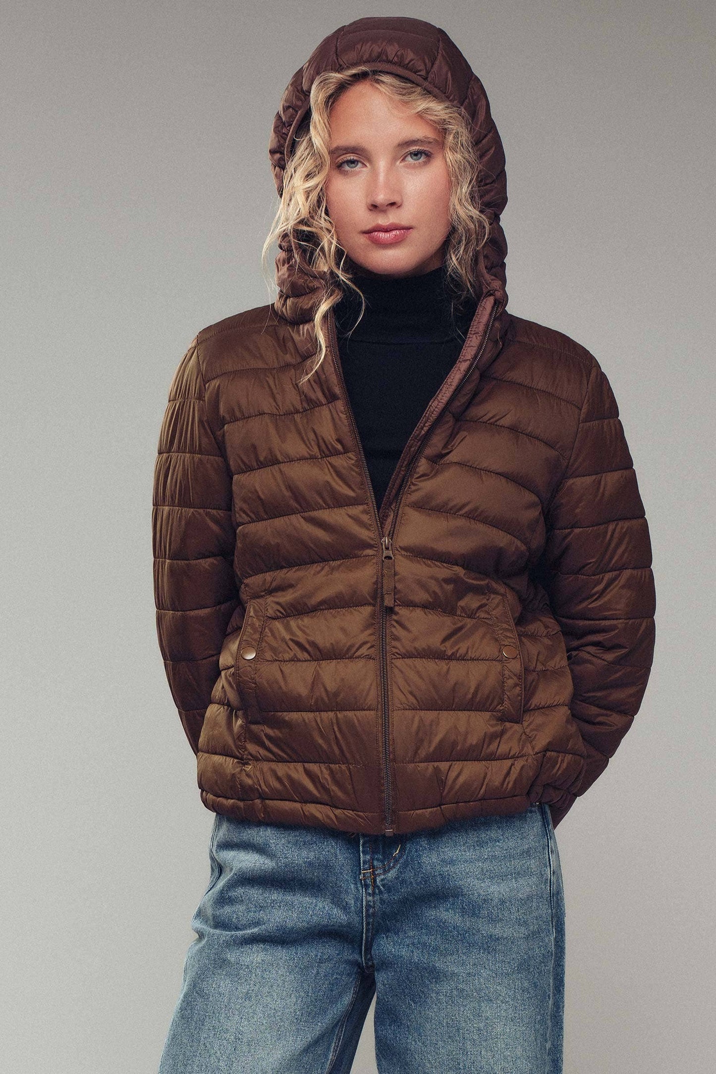 Hooded Lightweight Channel-Quilted Puffer Jacket