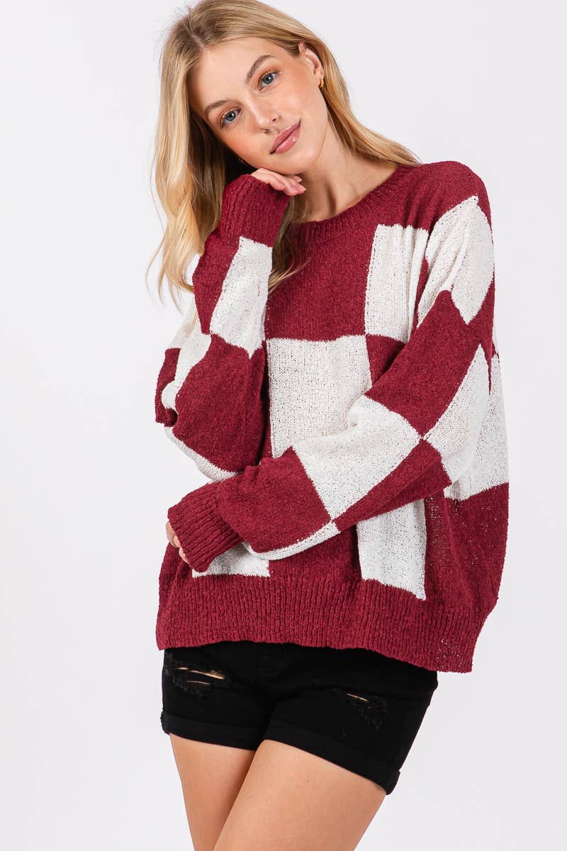 CHECKER SWEATER TOP