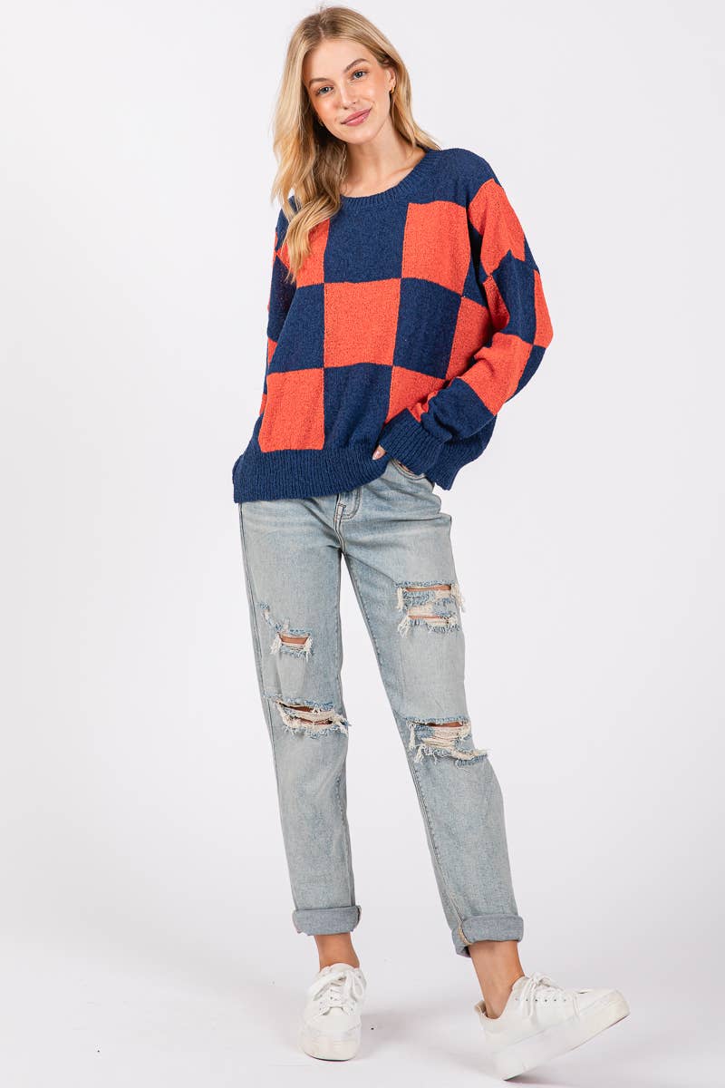 CHECKER SWEATER TOP