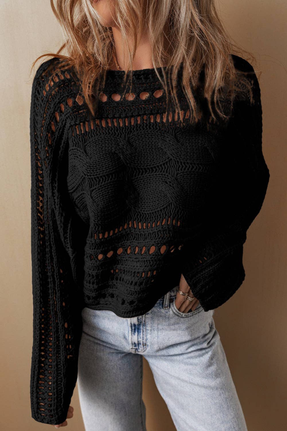 Emma Cable Knit Cropped Sweater