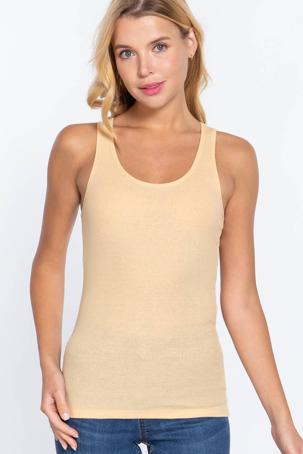 `Cotton/Poly Racerback Rib Tank