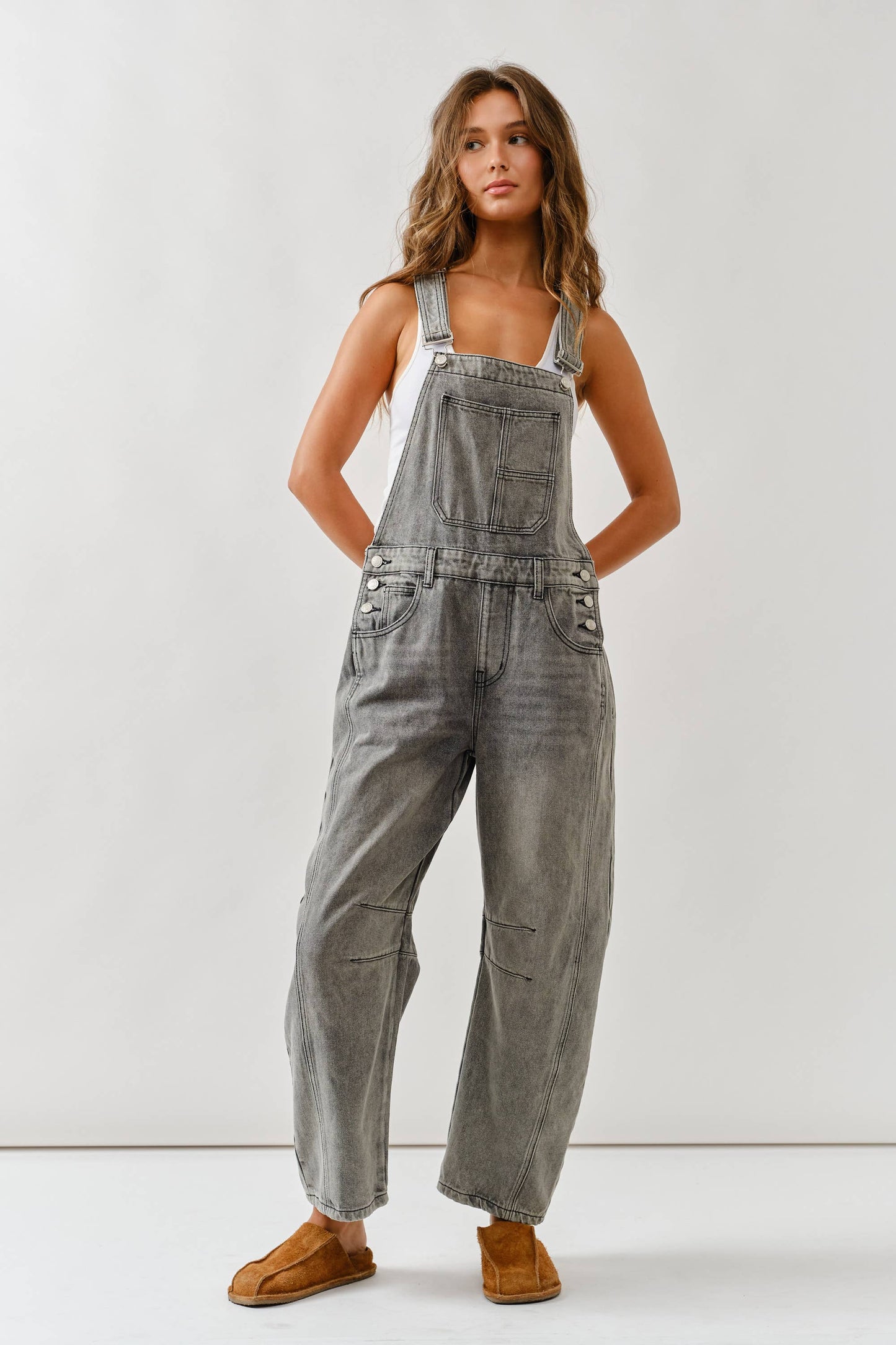 SLOUCHY RELAX FIT DENIM OVERALL