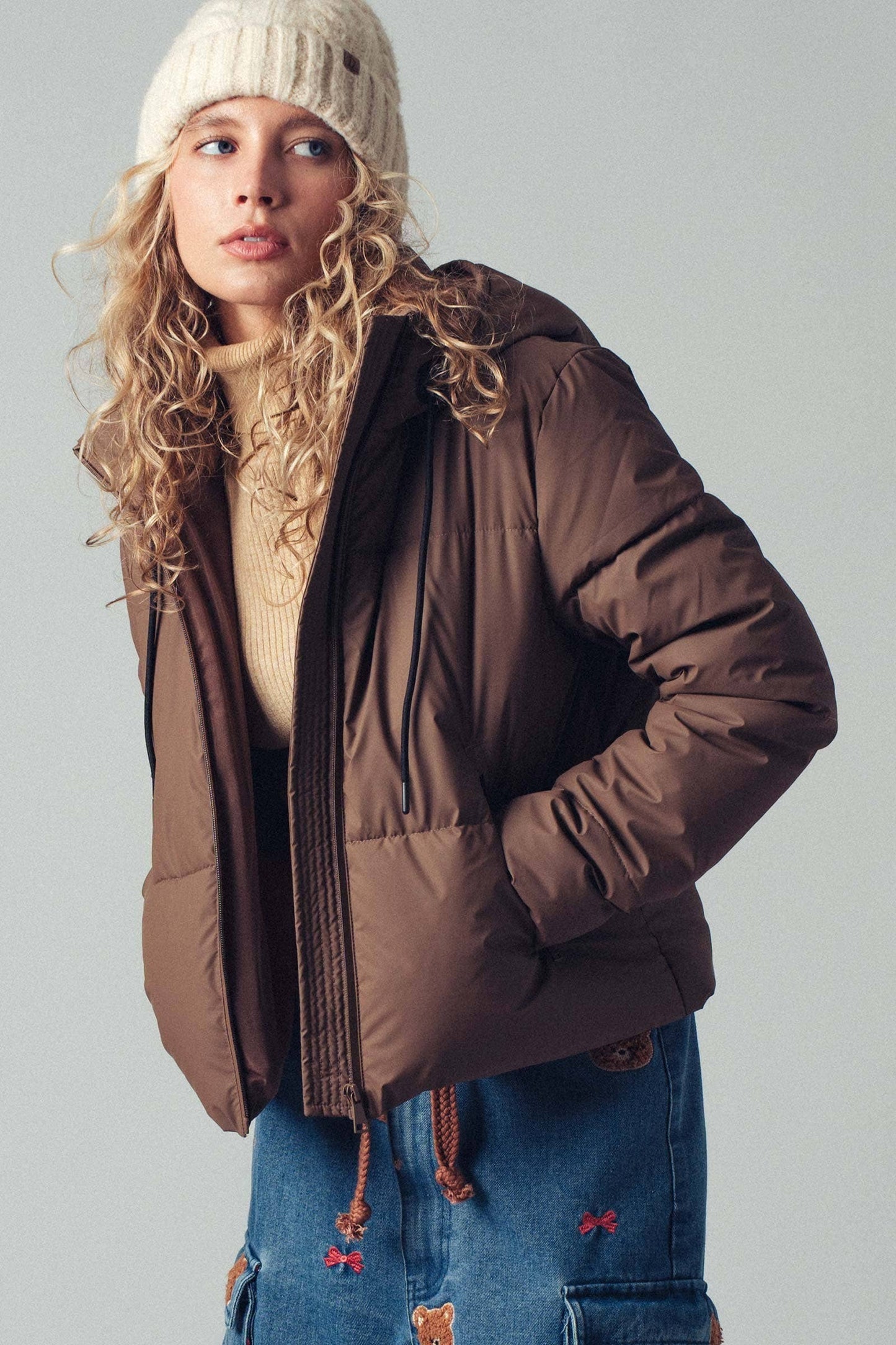 Cozy Drawstring Hooded Puffer Jacket