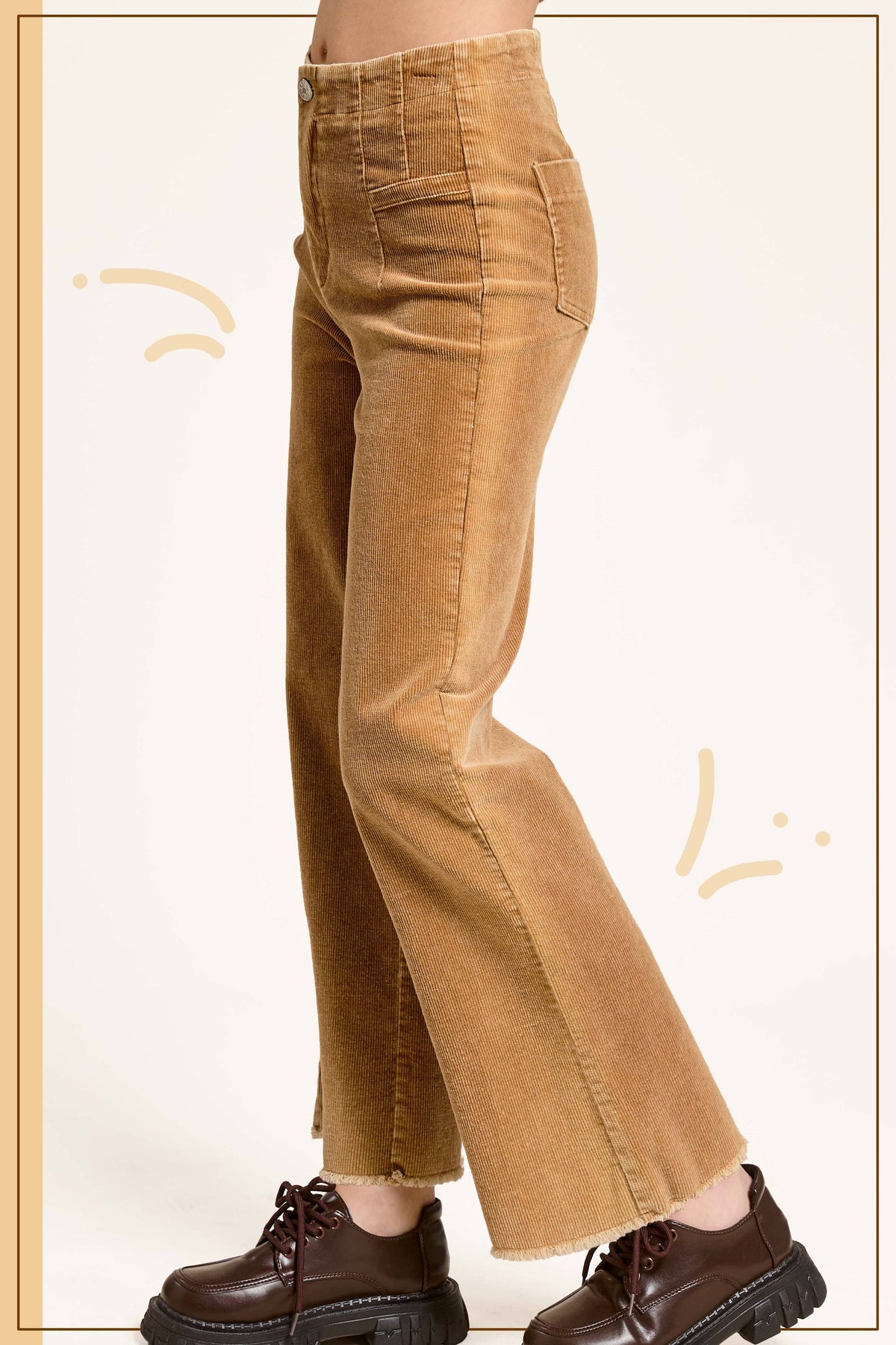 Mineral Washed High Waisted Wide Leg Corduroy Pants
