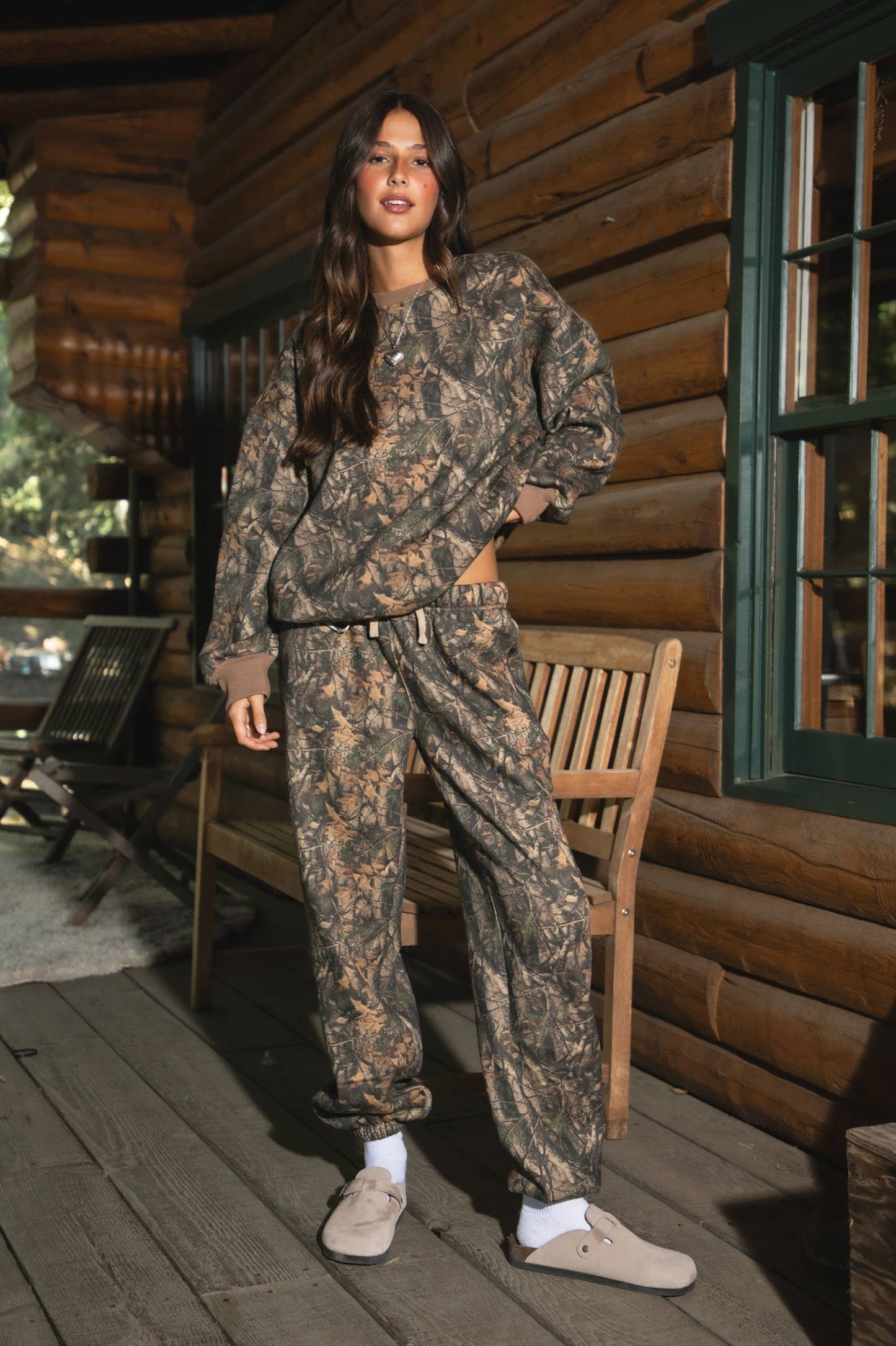 BAYOU Woodland Camo Fleece Jogger Tapered Sweatpants