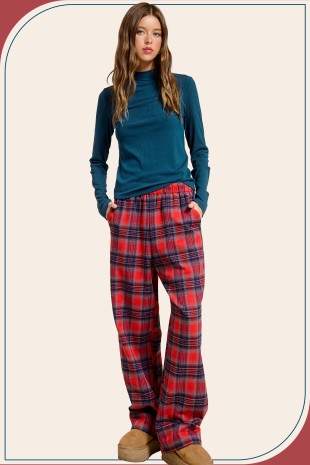 Plaid Flannel Wide-leg Lounge Checkered Pants