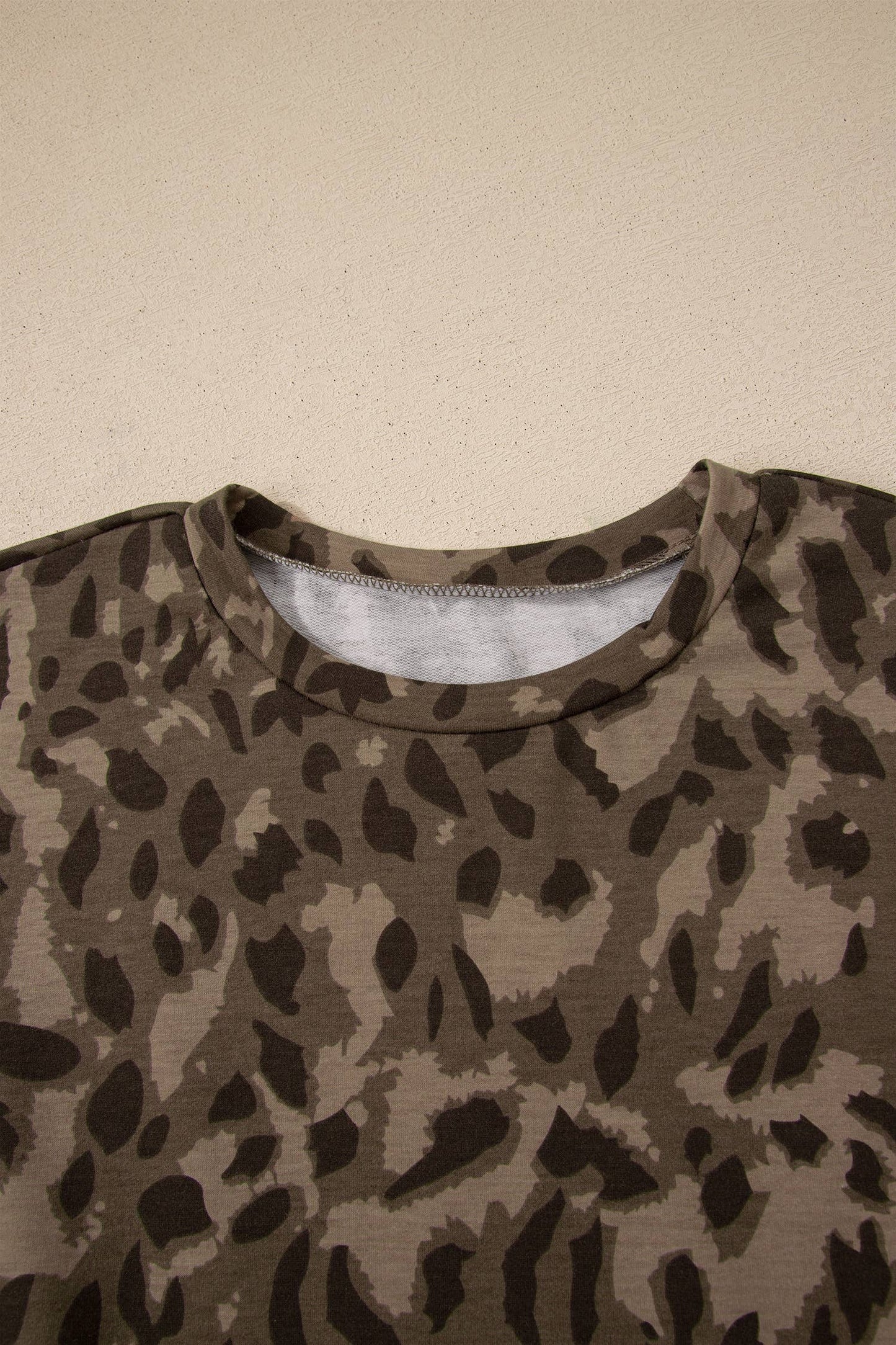 Leopard Raw Seam Patched Pullover Drawstring Loose Pant Set