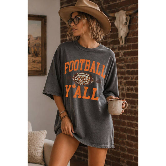 FOOTBALL OVERSIZED MINERAL GRAPHIC TEE