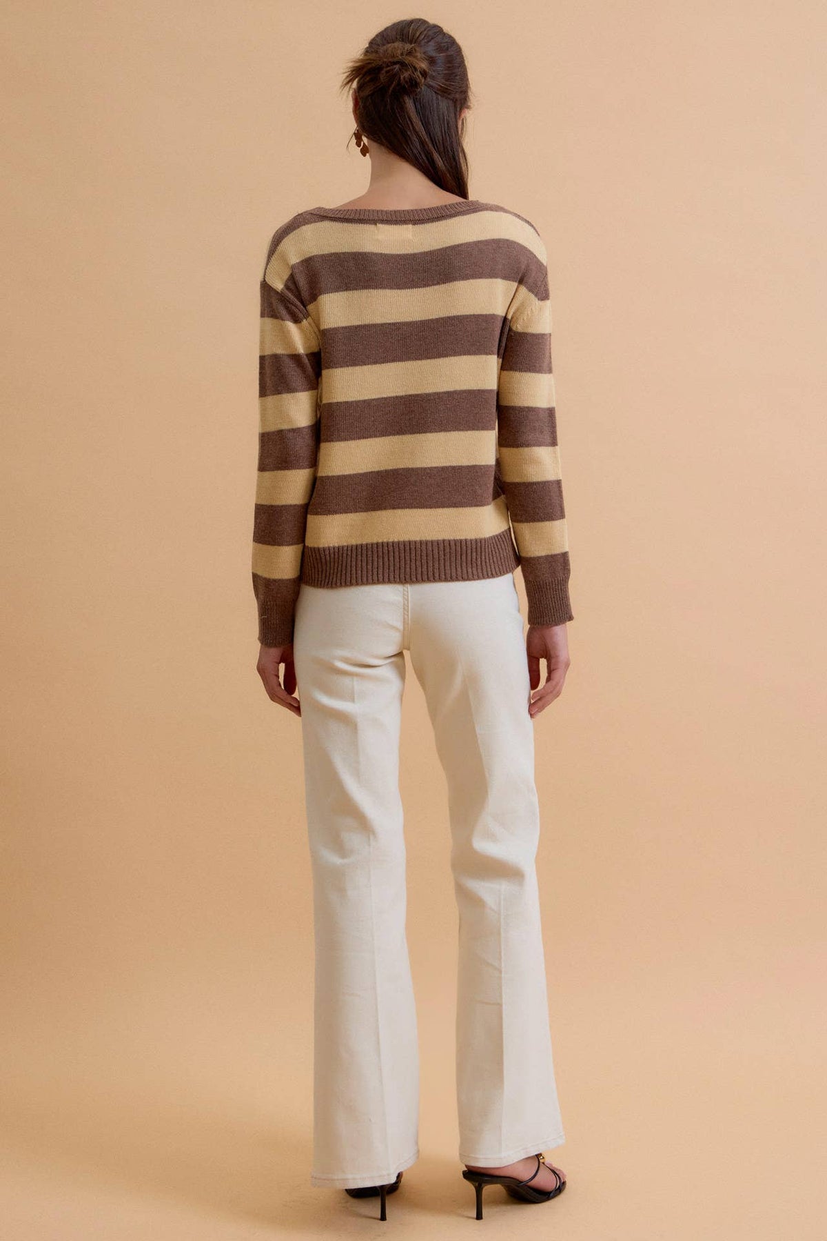 ANGORA BLEND RELAXED FIT WIDE STRIPED SWEATER