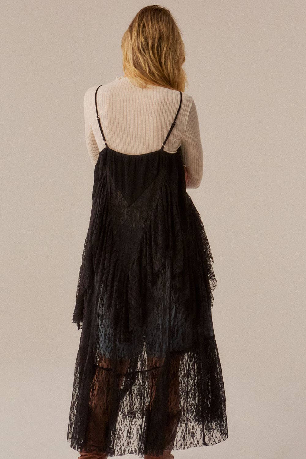 Ruffled Lace Flyaway Maxi Cami Top