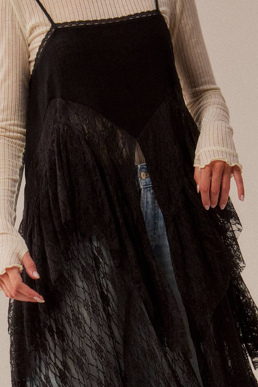 Ruffled Lace Flyaway Maxi Cami Top