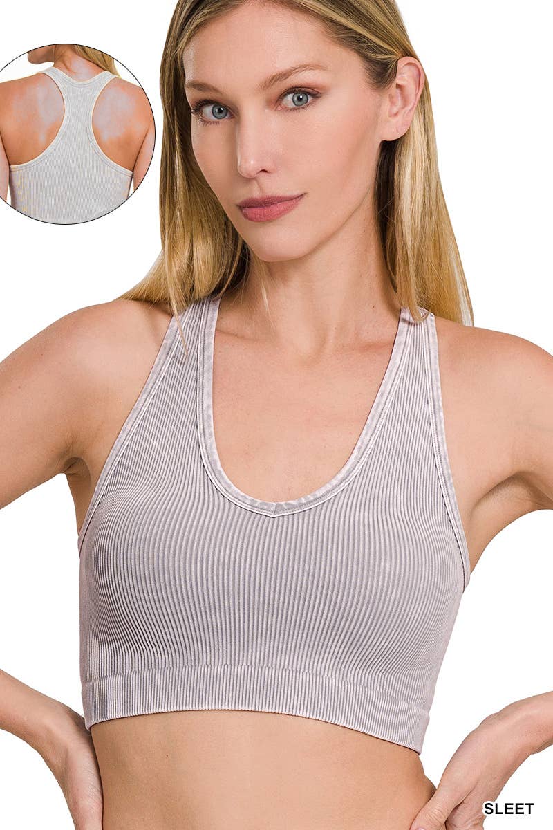 Premium Washed Seamless Rib Crop Tank