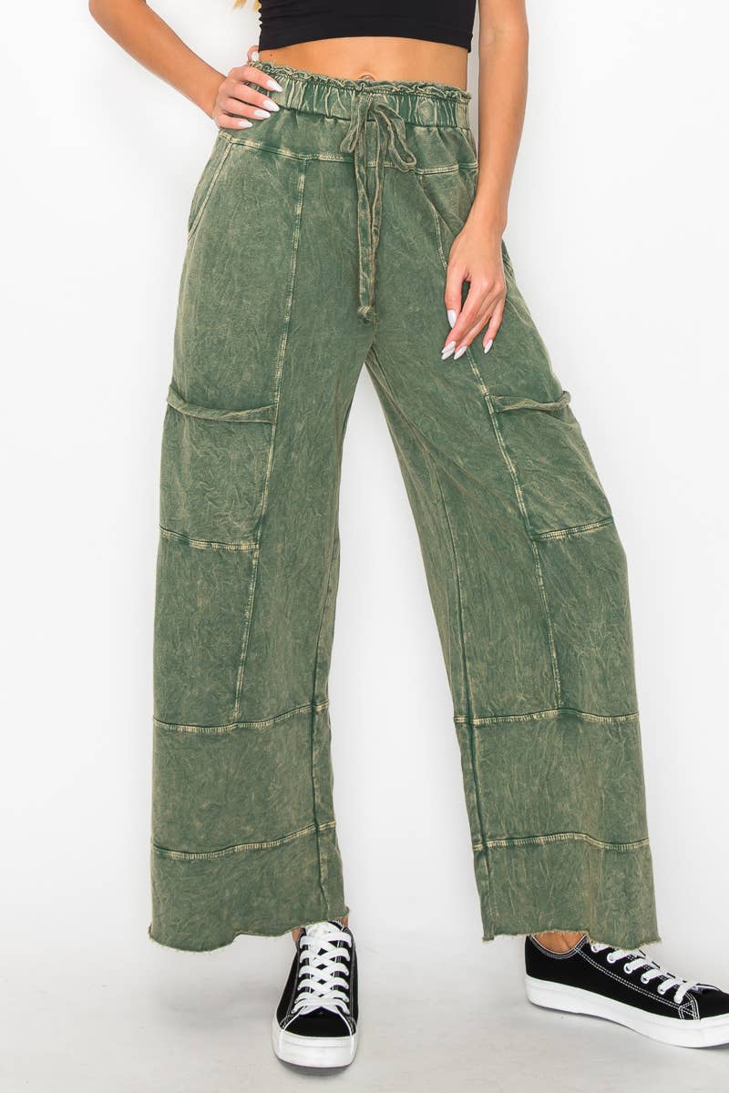 BEST Mineral Wash Wide leg Cropped pants HP5524