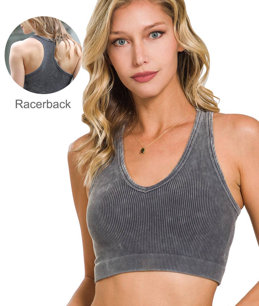 Premium Washed Seamless Rib Crop Tank