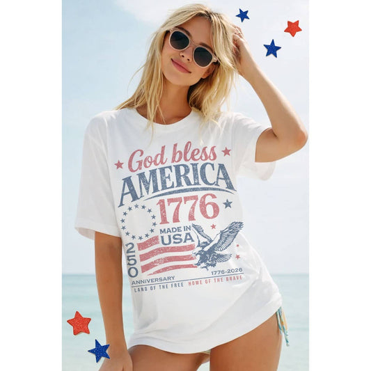 GOD BLESS AMERICA 1776 OVERSIZED MINERAL GRAPHIC TEE