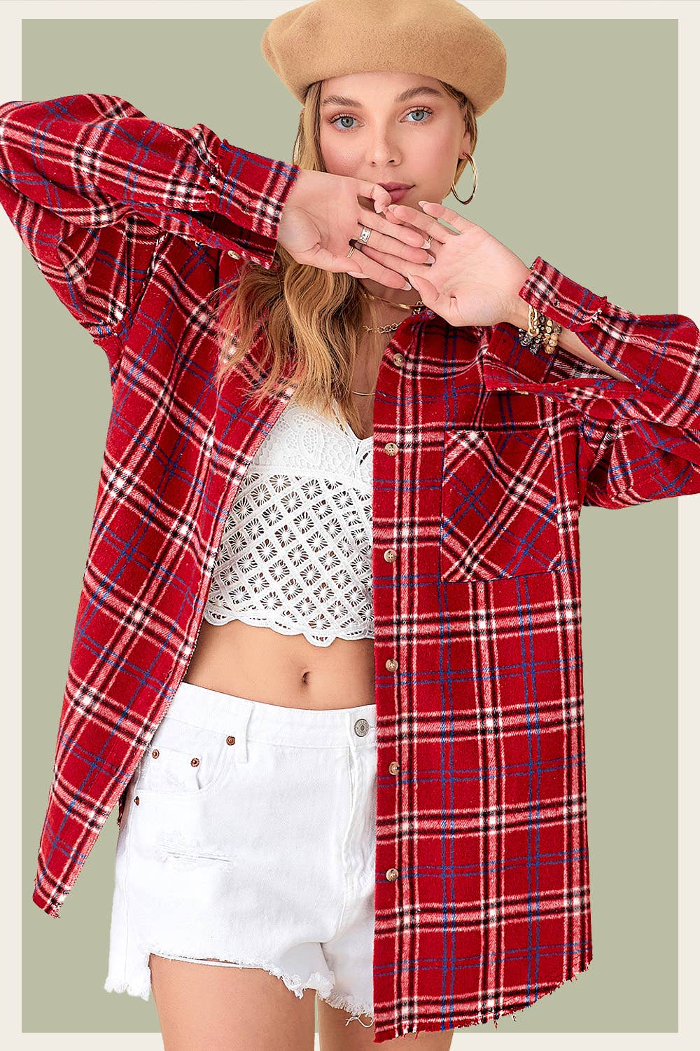 Mineral Washed Button-Down Soft Fabric Plaid Shirts