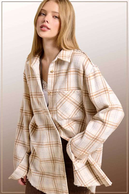 Mineral Washed Button-Down Soft Fabric Plaid Shirts