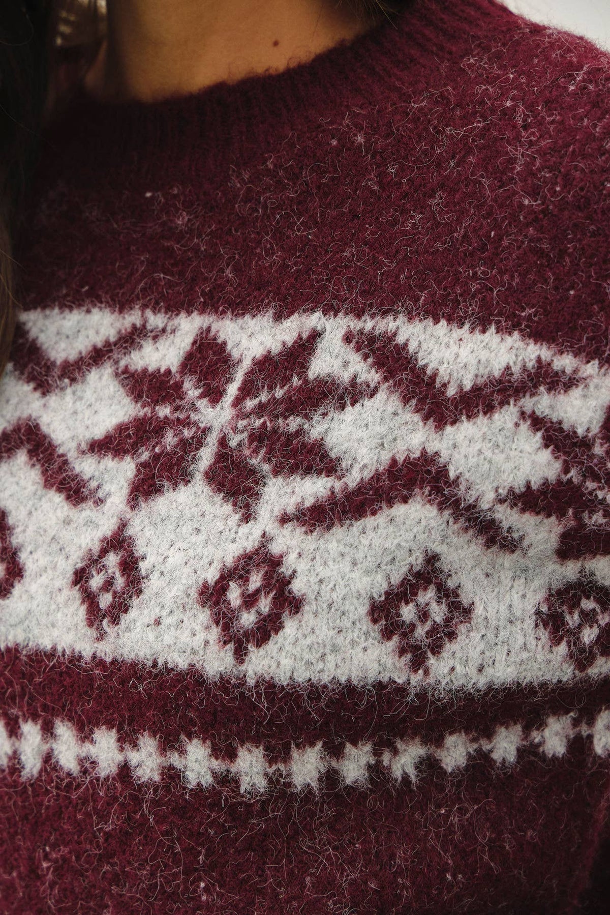 FLORAL FAIR ISLE CREW NECK SWEATER