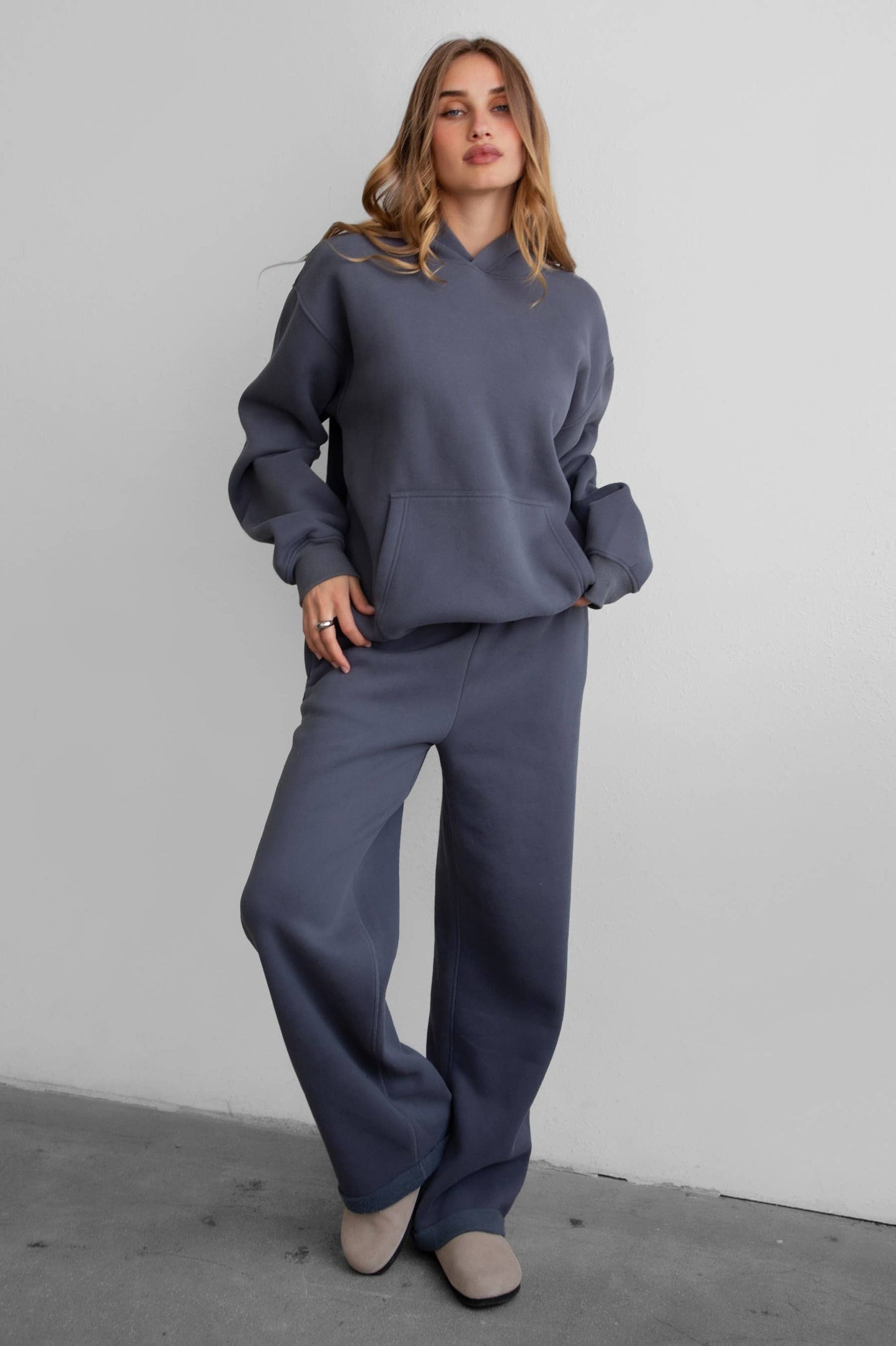 LANI Cloud Fleece Wide Leg Sweatpants Stretch Waist & Pocket