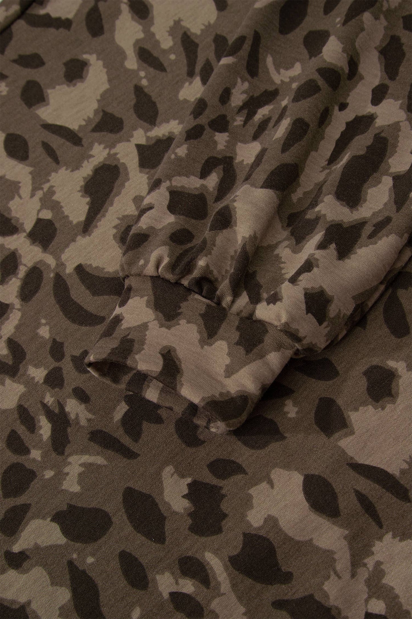 Leopard Raw Seam Patched Pullover Drawstring Loose Pant Set