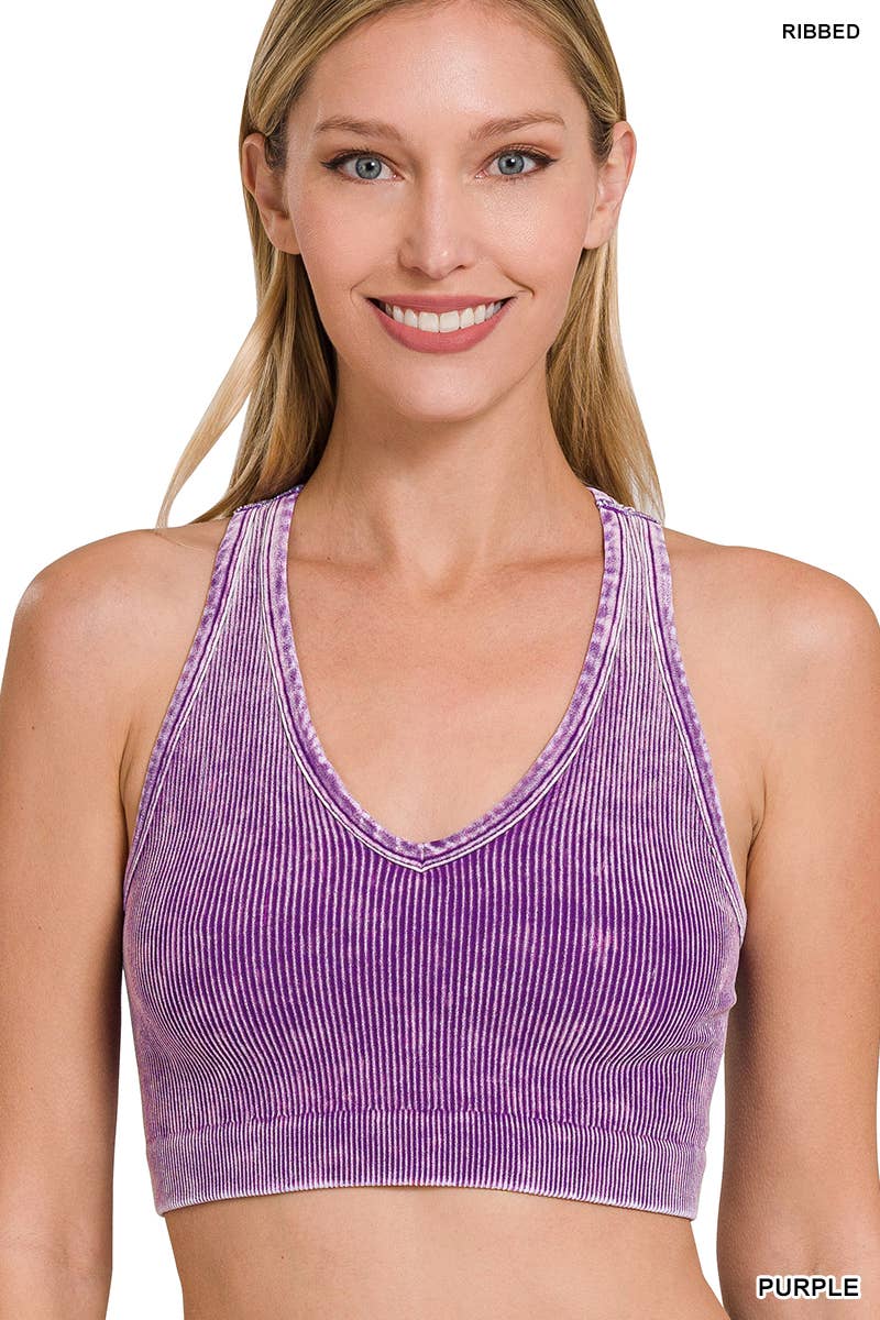 Premium Washed Seamless Rib Crop Tank