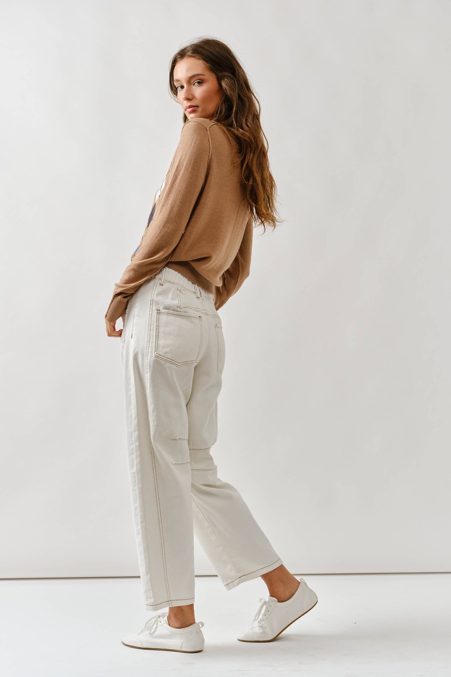 AJT5092 RELAXED FIT ARGYLE SWEATER CARDIGAN