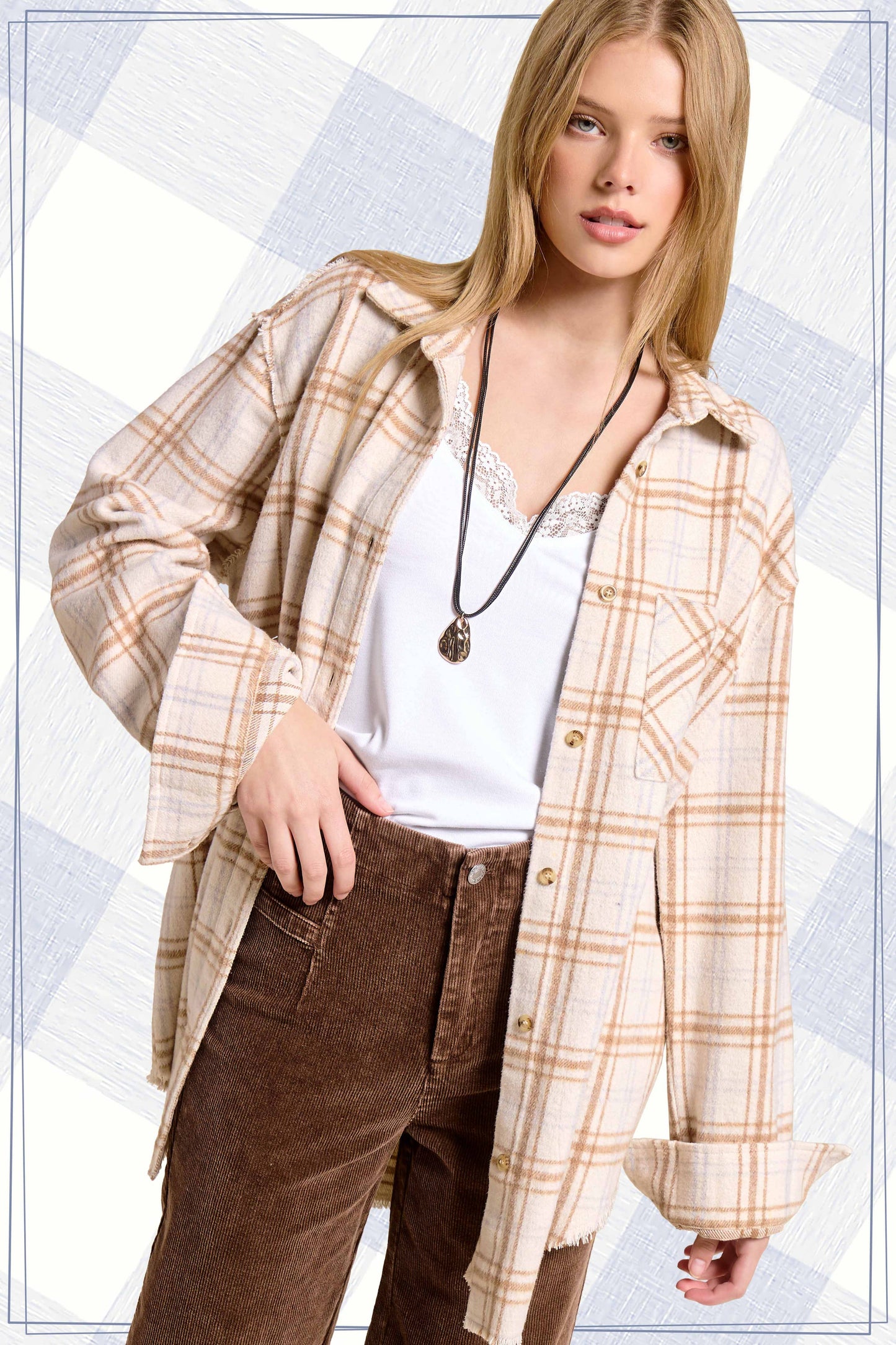 Mineral Washed Button-Down Soft Fabric Plaid Shirts