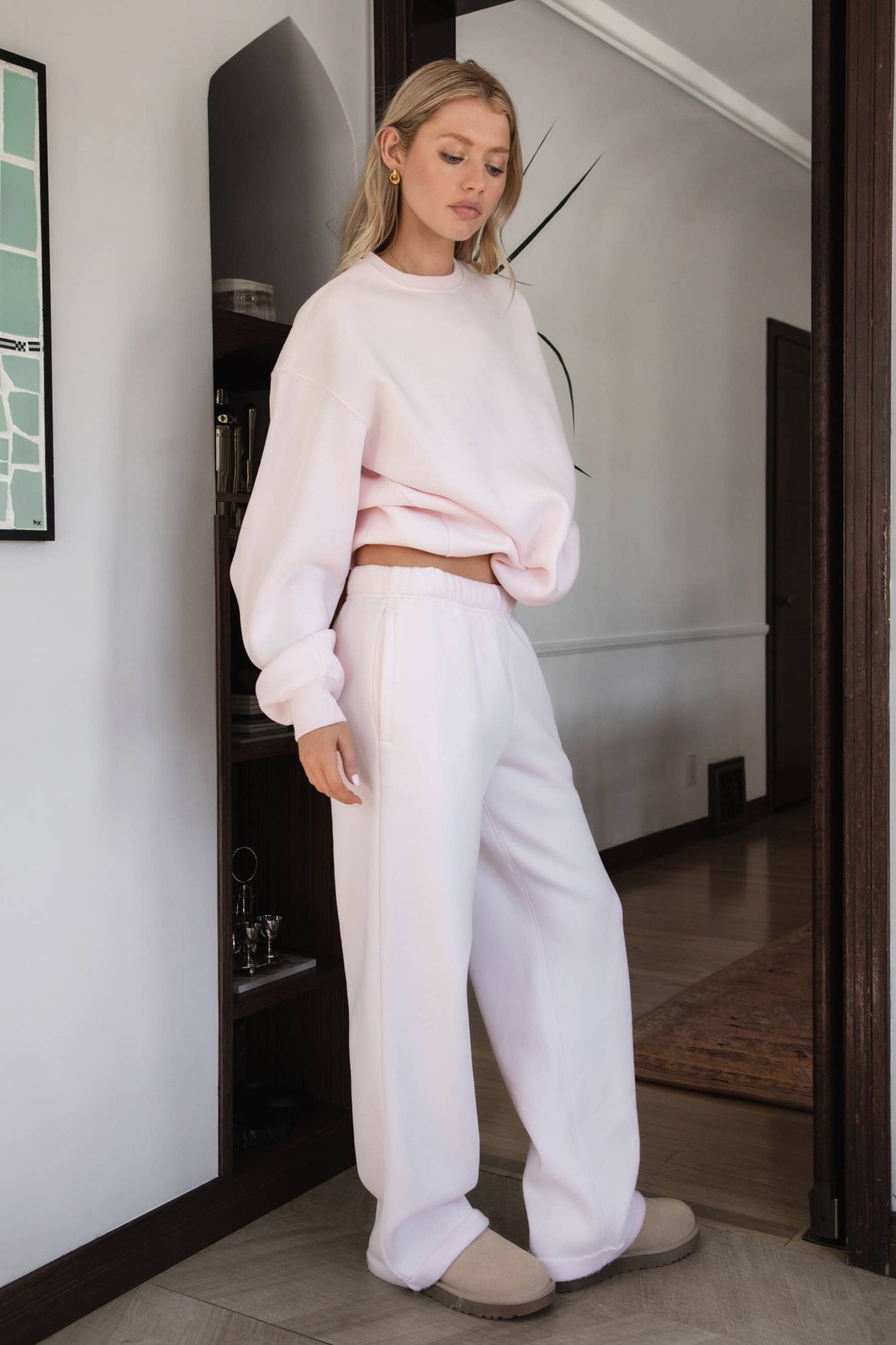 LANI Cloud Fleece Wide Leg Sweatpants Stretch Waist & Pocket