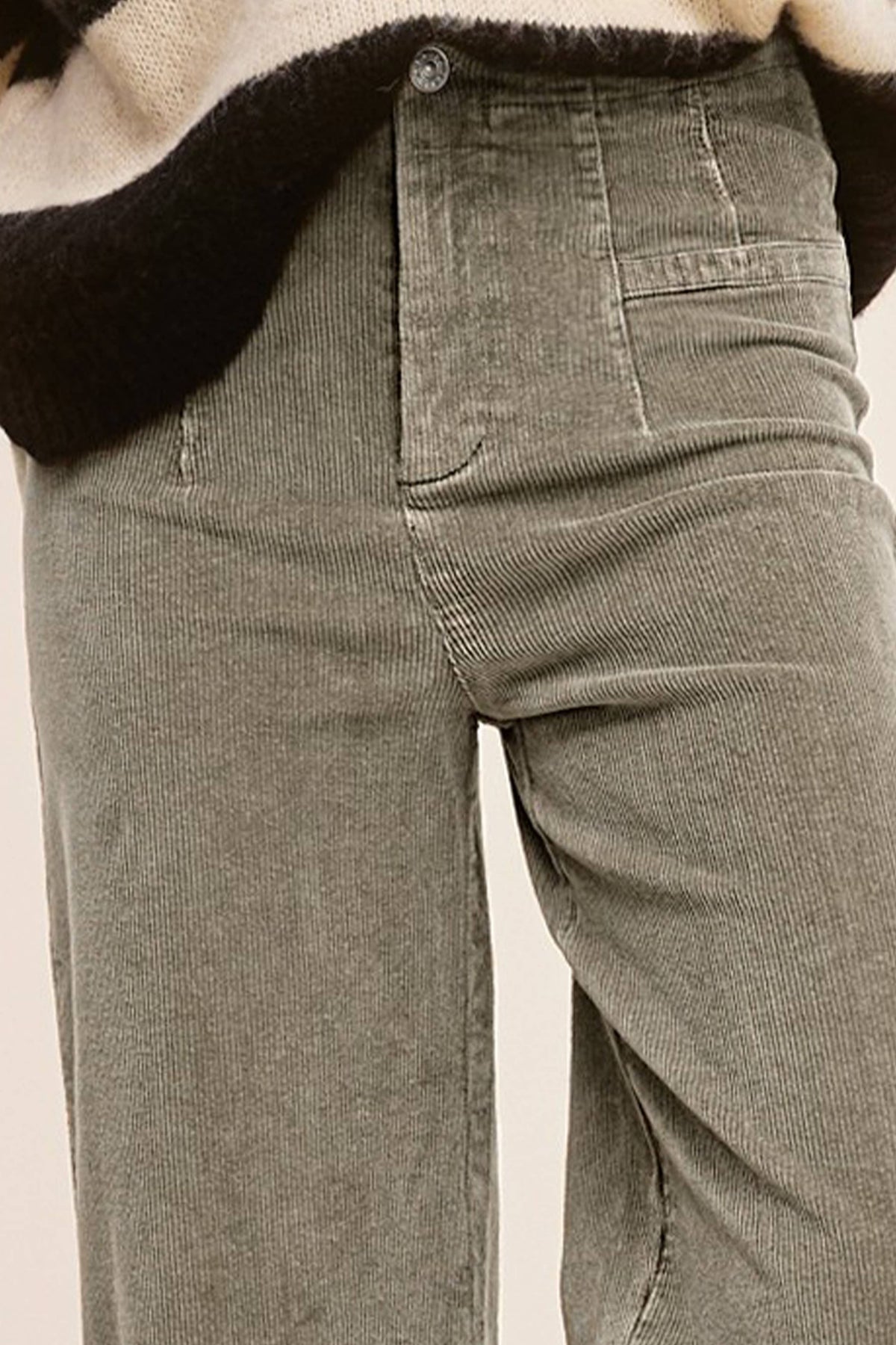 Mineral Washed High Waisted Wide Leg Corduroy Pants
