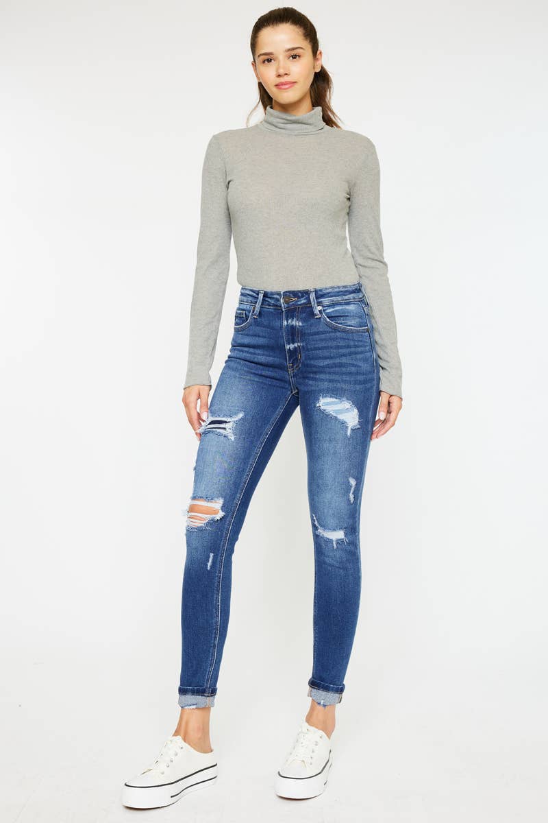 HIGH RISE ANKLE SKINNY JEANS