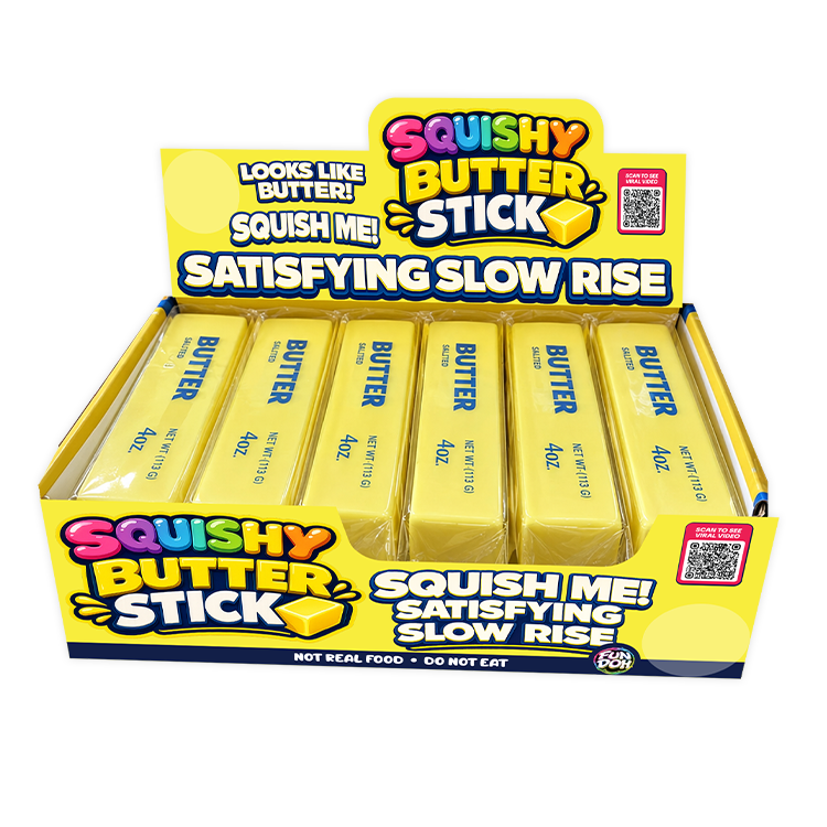 Fun Doh 6" Butter Stick Slow Rise Fidget Toy - 12/Display