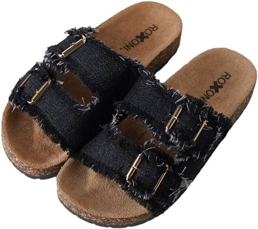 Women's Comfort Flat Sandals Double Buckle Adjustable Straps