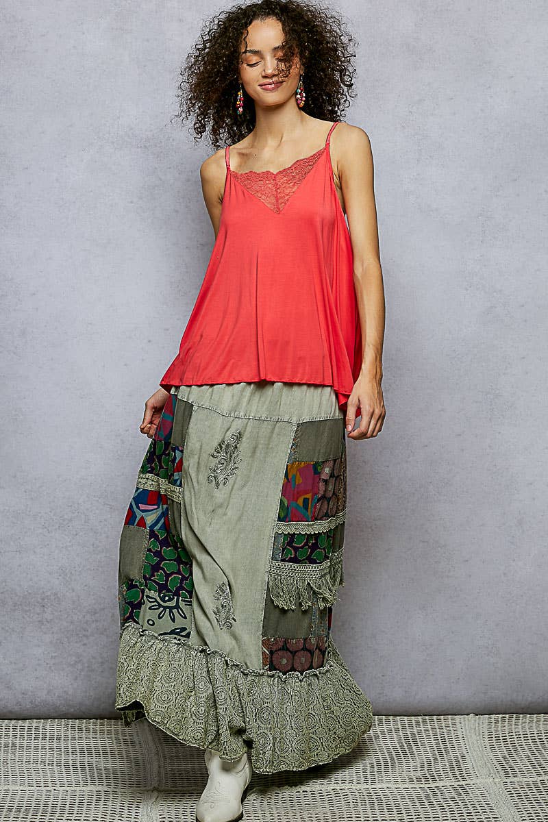 adjustable strap lace detail v camisole casual tank top sale