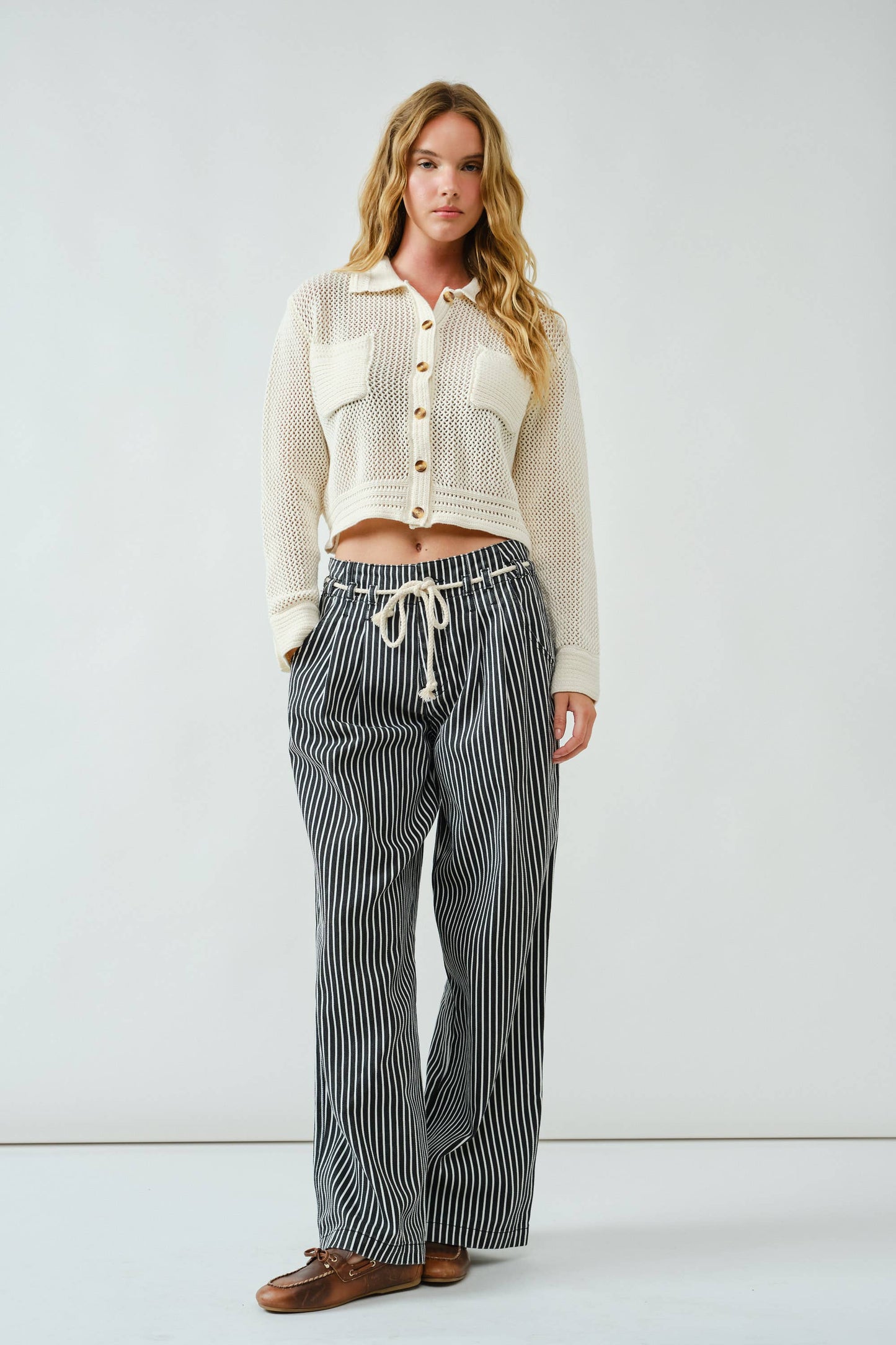 CROCHETED COTTON SWEATER SHIRTS CARDIGAN