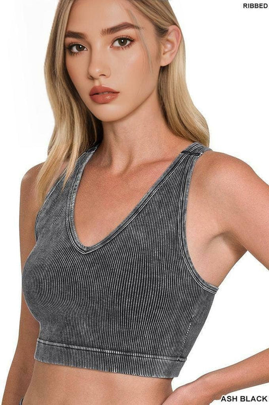 Premium Washed Seamless Rib Crop Tank