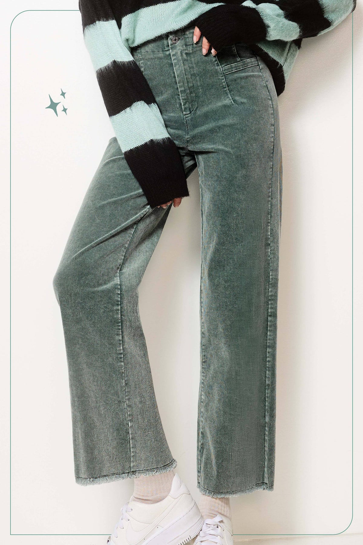 Mineral Washed High Waisted Wide Leg Corduroy Pants