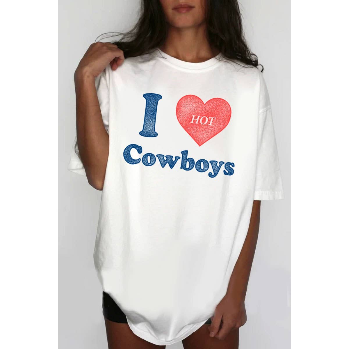 I LOVE HOT COWBOYS OVERSIZED MINERAL GRAPHIC TEE