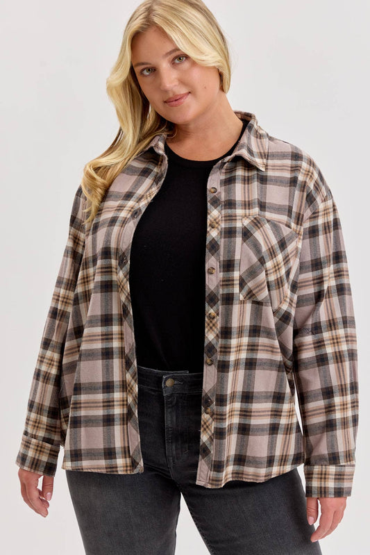 [PLUS]CAMPBELL OVERSIZED FLANNEL SHIRT