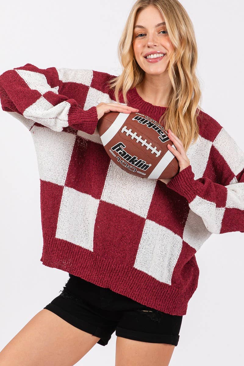 CHECKER SWEATER TOP
