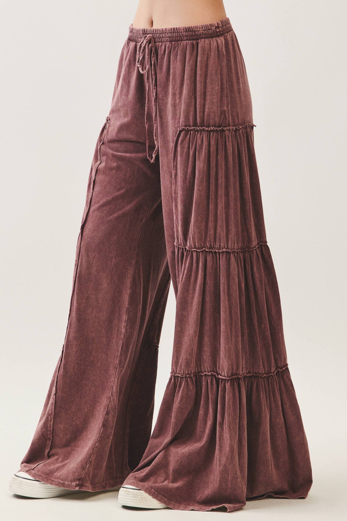 Mineral Washed Tiered Wide Leg Pants HP5033P1