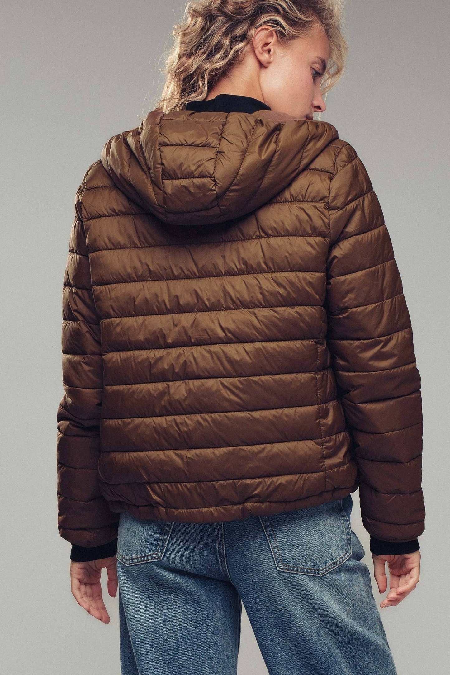 Hooded Lightweight Channel-Quilted Puffer Jacket